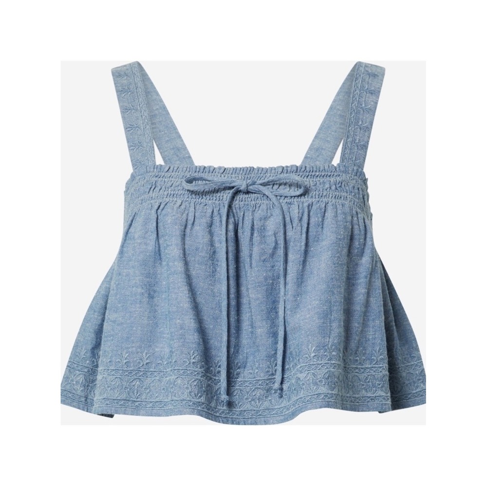 American Eagle Blue Chambray Swing Cami Sleeveless Embroidered Top Size M NWT